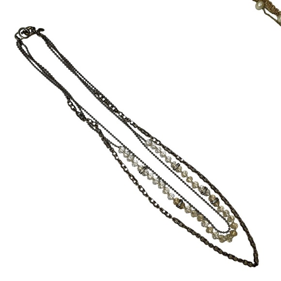 J Crew Statement Necklace 3 chains Industrial Layered - Picture 2 of 7